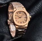 RRR Factory Patek Philippe Nautilus Cal.E 23-250SC Movement 32mm Champagne Face Rose Gold Band/Bezel Women Watch